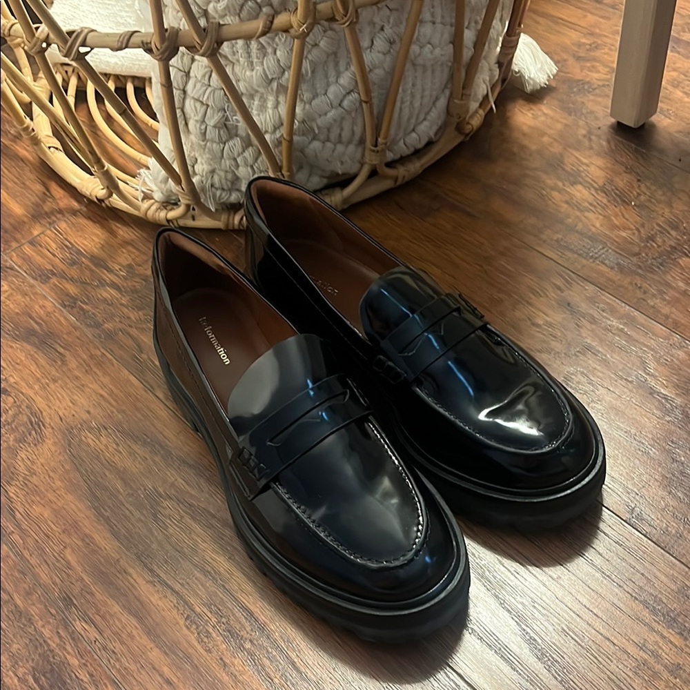 Reformation Black Flats with Modern Platform Sole